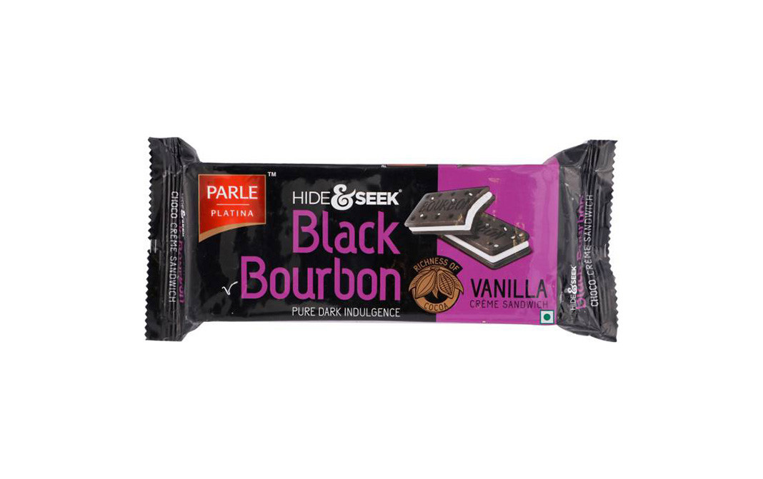 Parle Platina Black Bourbon Vanilla Creme Sandwich   Pack  100 grams